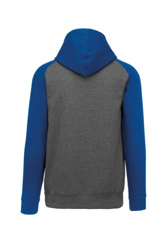 PA370 gyerek kapucnis pulóver, kétszínű raglán ujjú Proact, Grey Heather/Sporty Royal Blue-12/14