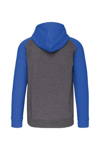 PA380 kétszínű cipzáras kapucnis kapucnis pulóver Proact, Grey Heather/Sporty Royal Blue-L