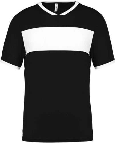 PA4000 rövid ujjú V-nyakú férfi sportpóló, kontrasztos betéttel Proact, Black/White-3XL