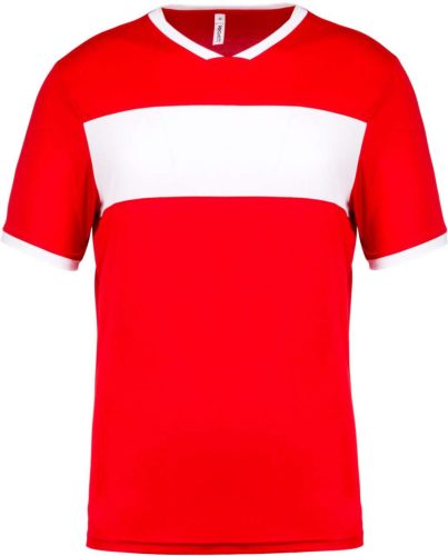 PA4000 rövid ujjú V-nyakú férfi sportpóló, kontrasztos betéttel Proact, Sporty Red/White-2XL