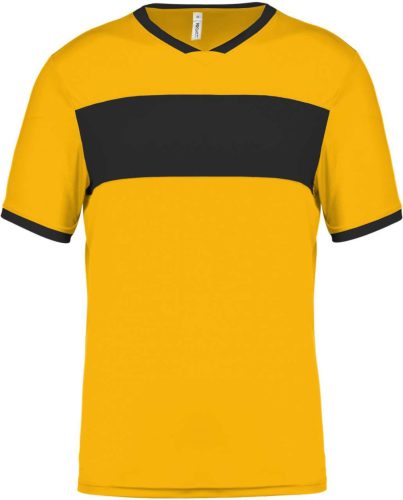 PA4000 rövid ujjú V-nyakú férfi sportpóló, kontrasztos betéttel Proact, Sporty Yellow/Black-2XL