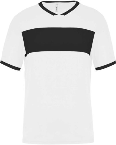 PA4000 rövid ujjú V-nyakú férfi sportpóló, kontrasztos betéttel Proact, White/Black-2XL