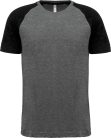 PA4010 kétszínű raglános rövid ujjú unisex sportpóló Proact, Grey Heather/Black Heather-2XL