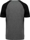 PA4010 kétszínű raglános rövid ujjú unisex sportpóló Proact, Grey Heather/Black Heather-2XL