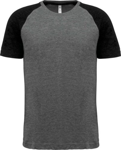 PA4010 kétszínű raglános rövid ujjú unisex sportpóló Proact, Grey Heather/Black Heather-3XL