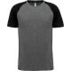 PA4010 kétszínű raglános rövid ujjú unisex sportpóló Proact, Grey Heather/Black Heather-3XL