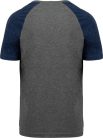 PA4010 kétszínű raglános rövid ujjú unisex sportpóló Proact, Grey Heather/Sporty Navy Heather-2XL