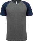 PA4010 kétszínű raglános rövid ujjú unisex sportpóló Proact, Grey Heather/Sporty Navy Heather-S