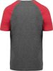 PA4010 kétszínű raglános rövid ujjú unisex sportpóló Proact, Grey Heather/Sporty Red Heather-M