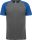 PA4010 kétszínű raglános rövid ujjú unisex sportpóló Proact, Grey Heather/Sporty Royal Blue Heather-2XL