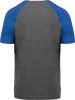 PA4010 kétszínű raglános rövid ujjú unisex sportpóló Proact, Grey Heather/Sporty Royal Blue Heather-3XL