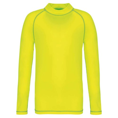 PA4018 gyerek hosszú ujjú sportpóló UV védelemmel Proact, Fluorescent Yellow-10/12