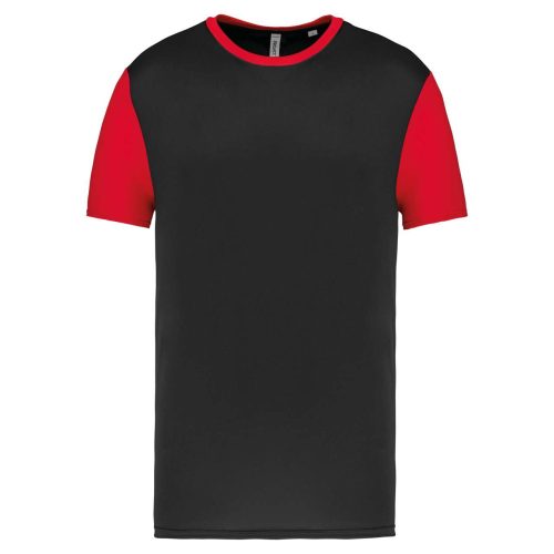 PA4023 kétszínű rövid ujjú környakas unisex sportpóló Proact, Black/Sporty Red-XL