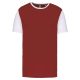 PA4023 kétszínű rövid ujjú környakas unisex sportpóló Proact, Garnet/White-3XL