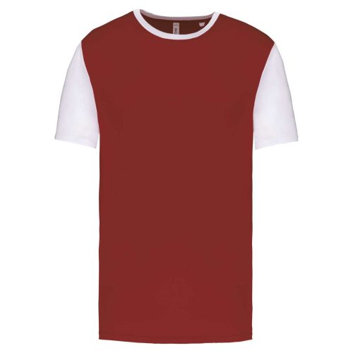 PA4023 kétszínű rövid ujjú környakas unisex sportpóló Proact, Garnet/White-L