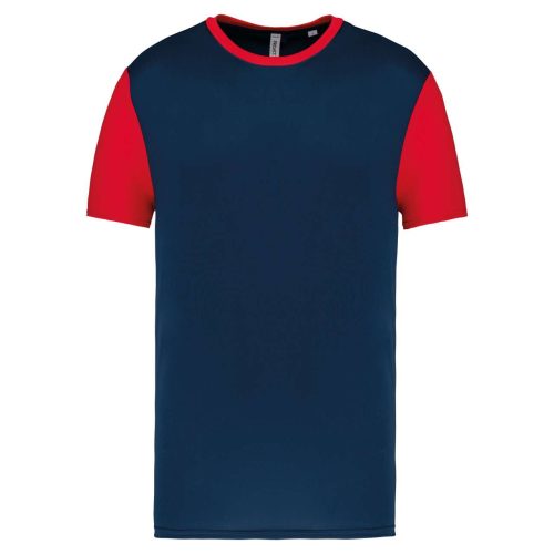 PA4023 kétszínű rövid ujjú környakas unisex sportpóló Proact, Sporty Navy/Sporty Red-2XL