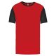 PA4023 kétszínű rövid ujjú környakas unisex sportpóló Proact, Sporty Red/Black-3XL