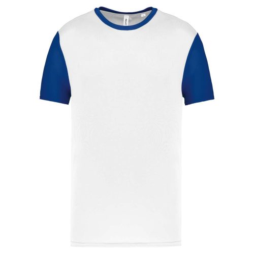 PA4023 kétszínű rövid ujjú környakas unisex sportpóló Proact, White/Dark Royal Blue-2XL