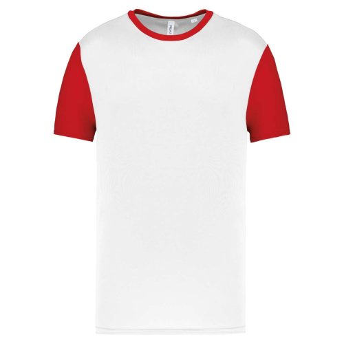 PA4023 kétszínű rövid ujjú környakas unisex sportpóló Proact, White/Sporty Red-3XL