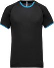 PA406 férfi performance sportpóló kontrasztos szélekkel Proact, Dark Grey Heather/Tropical Blue-3XL