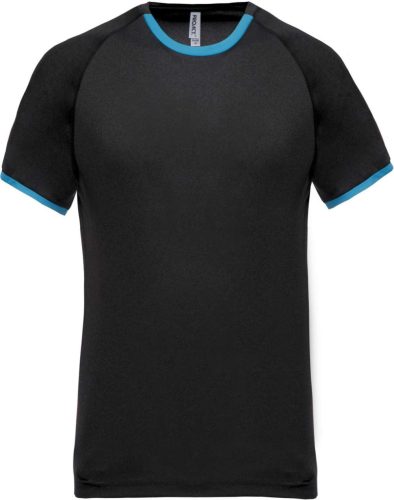 PA406 férfi performance sportpóló kontrasztos szélekkel Proact, Dark Grey Heather/Tropical Blue-3XL