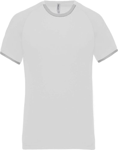 PA406 férfi performance sportpóló kontrasztos szélekkel Proact, White/Fine Grey-2XL