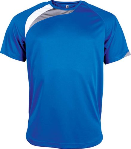 PA436 unisex rövid ujjú kereknyakú sportpóló színes panelekkel Proact, Sporty Royal Blue/White/Storm Grey-2XL