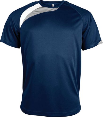 PA436 unisex rövid ujjú kereknyakú sportpóló színes panelekkel Proact, Sporty Navy/White/Storm Grey-2XL