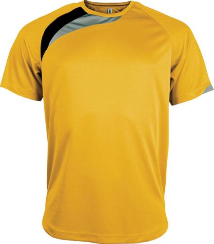 PA436 unisex rövid ujjú kereknyakú sportpóló színes panelekkel Proact, Sporty Yellow/Black/Storm Grey-L