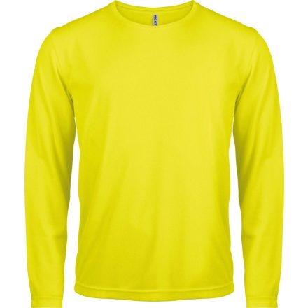 PA443 férfi hosszú ujjú kereknyakú sportpóló Proact, Fluorescent Yellow-L