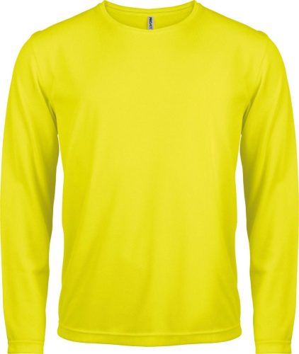 PA443 férfi hosszú ujjú kereknyakú sportpóló Proact, Fluorescent Yellow-XL