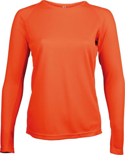 PA444 Női hosszú ujjú kereknyakú sportpóló Proact, Fluorescent Orange-M