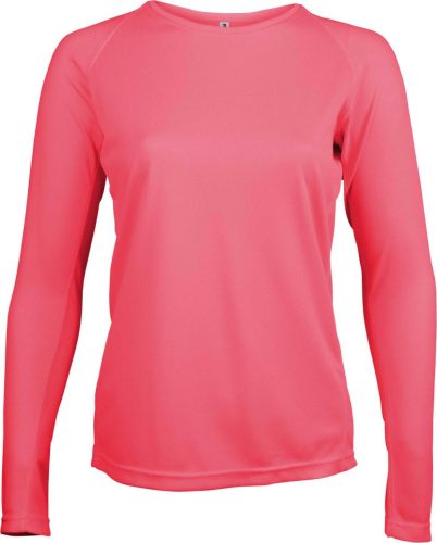 PA444 Női hosszú ujjú kereknyakú sportpóló Proact, Fluorescent Pink-XL