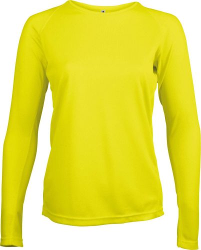 PA444 Női hosszú ujjú kereknyakú sportpóló Proact, Fluorescent Yellow-L