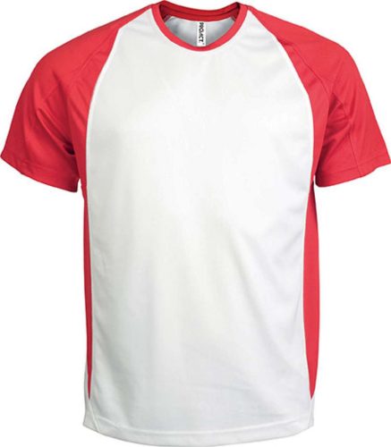 PA467 raglánujjú kétszínű férfi rövid ujjú sportpóló Proact, White/Red-M