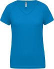 PA477 Női rövid ujjú V-nyakú sportpóló Proact, Aqua Blue-2XL