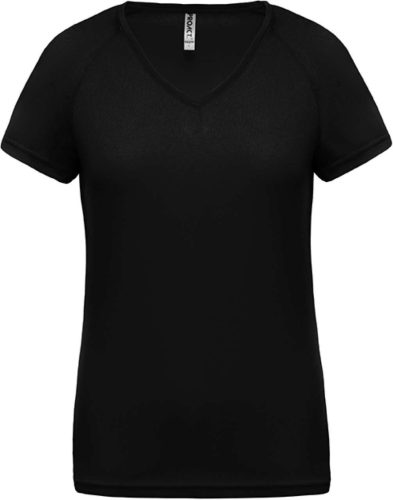 PA477 Női rövid ujjú V-nyakú sportpóló Proact, Black-XL