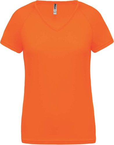 PA477 Női rövid ujjú V-nyakú sportpóló Proact, Fluorescent Orange-2XL