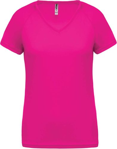 PA477 Női rövid ujjú V-nyakú sportpóló Proact, Fuchsia-XL