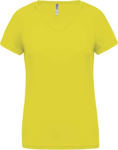 PA477 Női rövid ujjú V-nyakú sportpóló Proact, Fluorescent Yellow-2XL