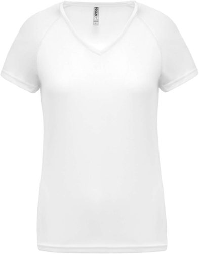 PA477 Női rövid ujjú V-nyakú sportpóló Proact, White-2XL