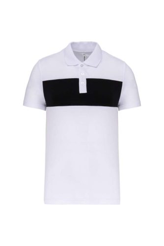 PA493 rövid ujjú galléros unisex sprtpóló kontrasztos betéttel Proact, White/Black-4XL