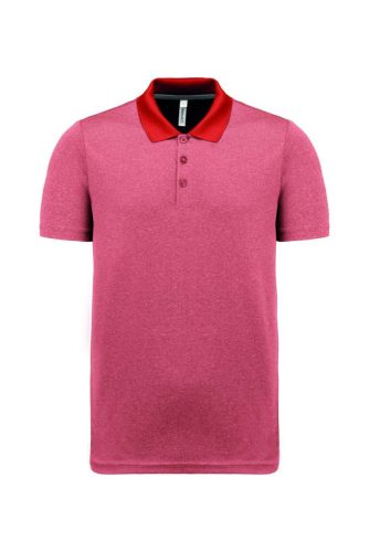 PA496 unisex rövid ujjú marl galléros sprtpóló Proact, Coral Heather-2XL