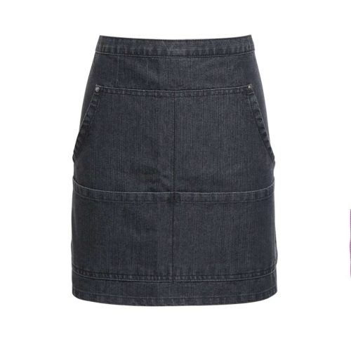 PR125 antikolt rövid farmerkötény sok zsebbel Premier, Black Denim-U