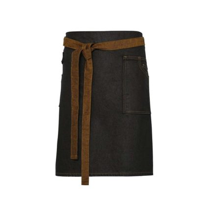 PR135 farmer rövid kötény tartós viaszolt hatású felülettel Premier, Black/Tan Denim-U