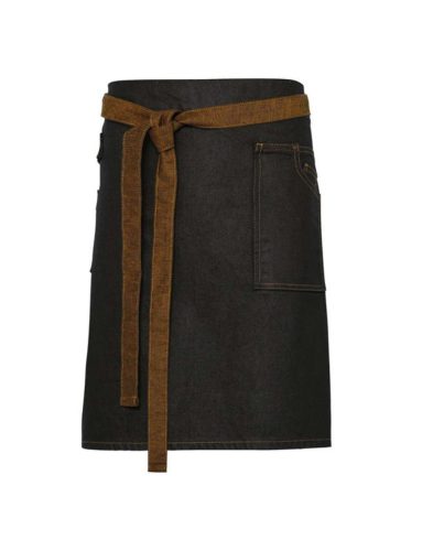 PR135 farmer rövid kötény tartós viaszolt hatású felülettel Premier, Black/Tan Denim-U