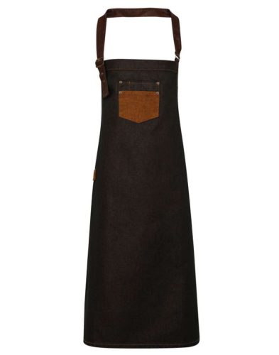 PR136 vízlepergető felületü hosszú farmer kötény Premier, Black/Tan Denim-U