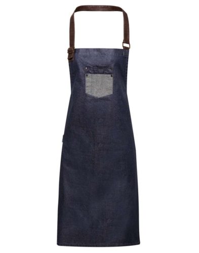 PR136 vízlepergető felületü hosszú farmer kötény Premier, Indigo Denim-U