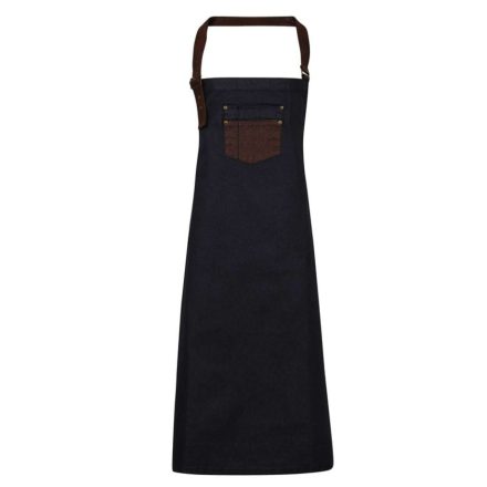 PR136 vízlepergető felületü hosszú farmer kötény Premier, Indigo/Brown Denim-U