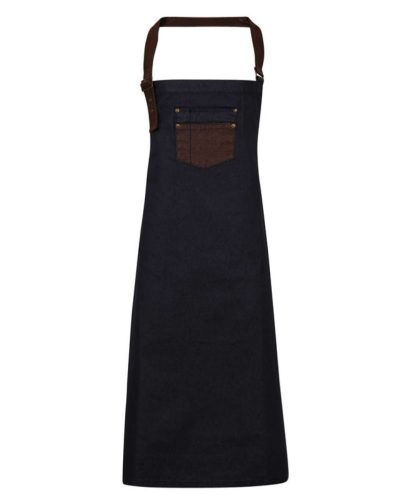 PR136 vízlepergető felületü hosszú farmer kötény Premier, Indigo/Brown Denim-U